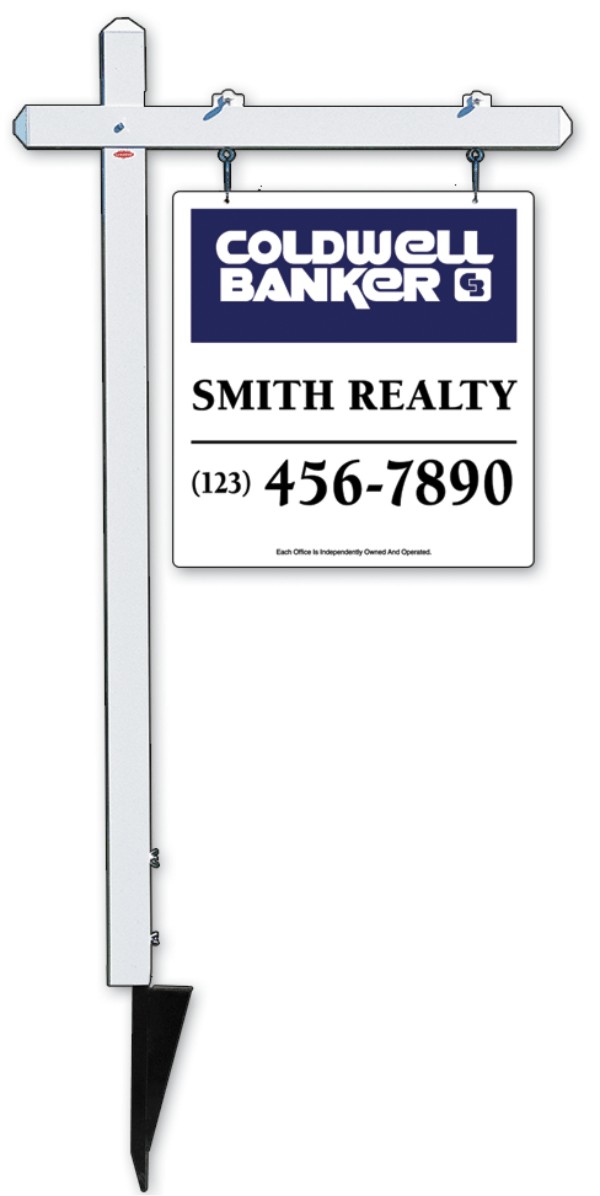 Coldwell Banker real estate aluminum sign post and hanging sign panel