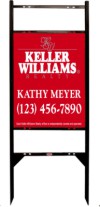real estate black Angle Iron sign Frame and panel unit with two Rider Inserts, 24ga steel 24"x18"