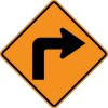 W1-1R Right Turn Ahead-Temporary Traffic Control Sign