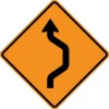 W24-1R Double Reverse Curve Right (1 Lane)-Temporary Traffic Control Sign