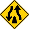 W6-2 Divided Highway Ends-Warning Sign