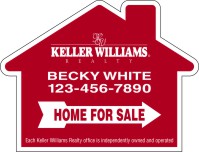 Keller Williams 18"X24" 4MM CORRUGATED PLASTIC HOUSE SHAPED HOME FOR SALE PANEL