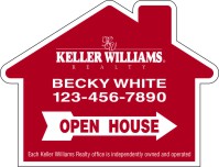 Keller Williams 18"X24" 4MM CORRUGATED PLASTIC HOUSE SHAPE OPEN HOUSE PANEL
