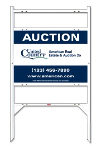 United Country 20"X28" 24 GAUGE STEEL AUCTION THOR 2-INSERT UNIT WITH LEFT JUSTIFICED LOGO AND WHITE FRAME