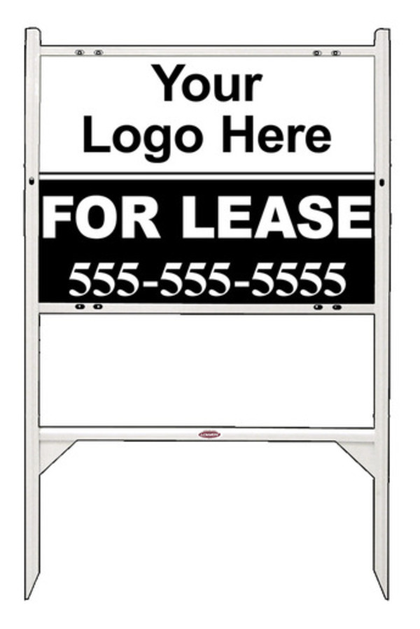 Rental Signs Angle Iron Frame and Sign Panel Unit, 18"h x 24"w, White