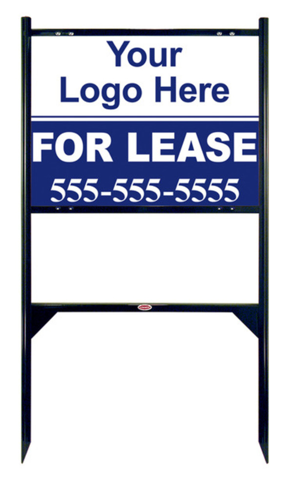 Rental Signs For Lease Property Angle Iron Sign Unit with Area For Company Logo, 18"h x 24"w, Black