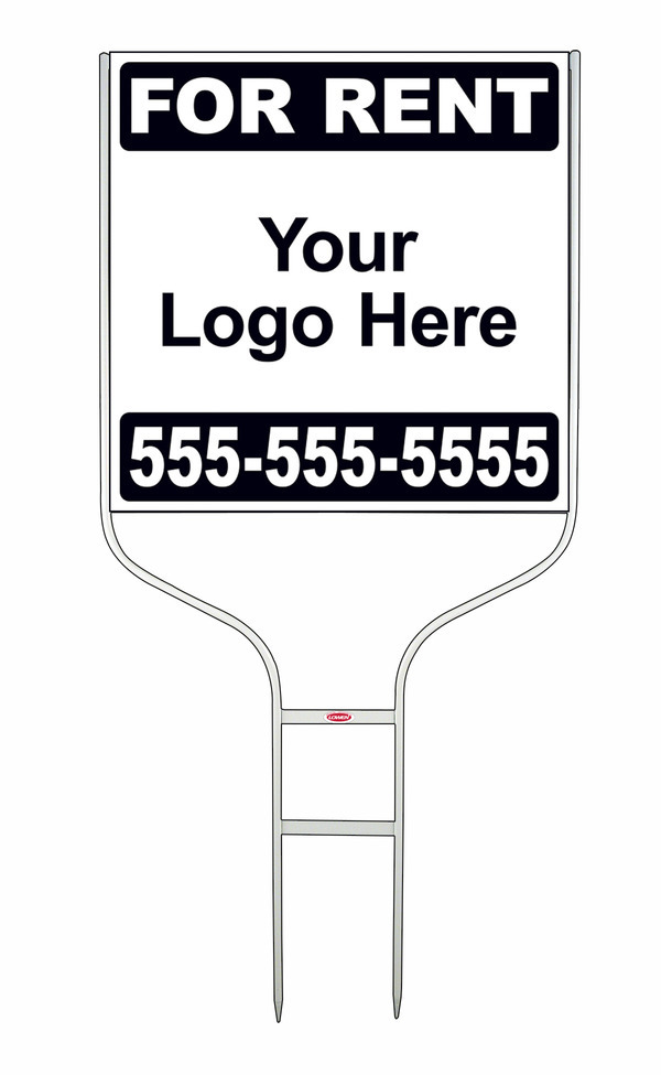 Rental Signs Rental Property Round Rod Sign Unit with Area For Company Logo, 24"h x 24"w, White