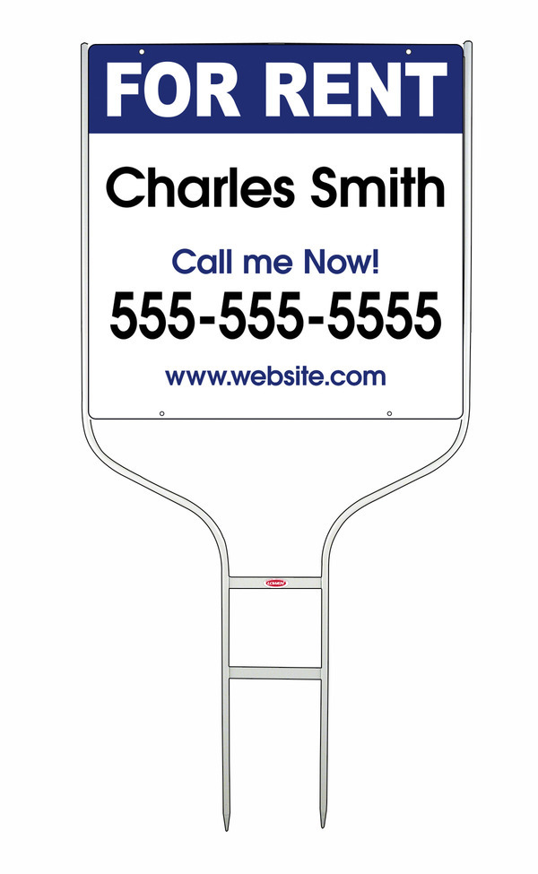 For Rent Round Rod Sign Units With Space For Your Name,  24"H X 24"W, White