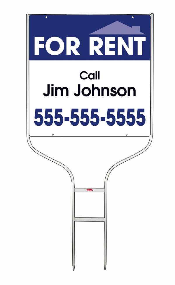 For Rent Round Rod Sign Units With Space For Your Name, 24"H X 24"W, White