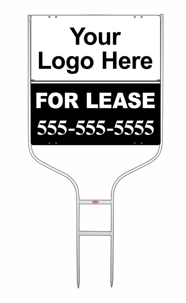 Rental Signs For Lease Property Round Rod Sign Unit with Area For Company Logo, 24"h x 24"w, White