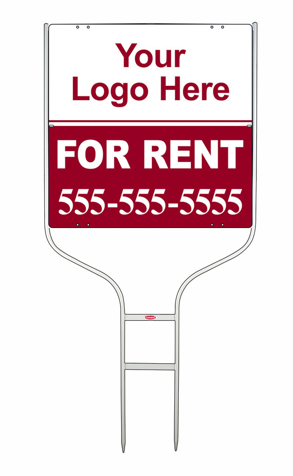Rental Signs Round Rod Frame and Sign Panel Unit, 24"h x 24"w, White