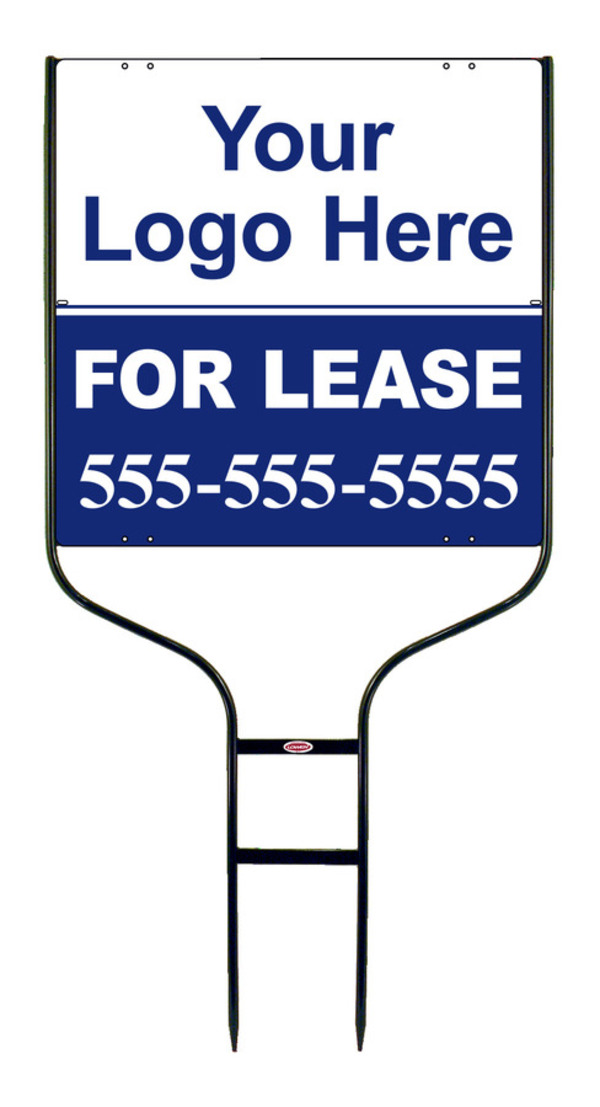 Rental Signs For Lease Property Round Rod Sign Unit with Area For Company Logo, 24"h x 24"w, Black