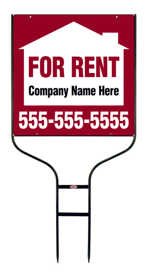 For Rent Round Rod Sign Units With Space For Company Name, 24"H X 24"W, Black