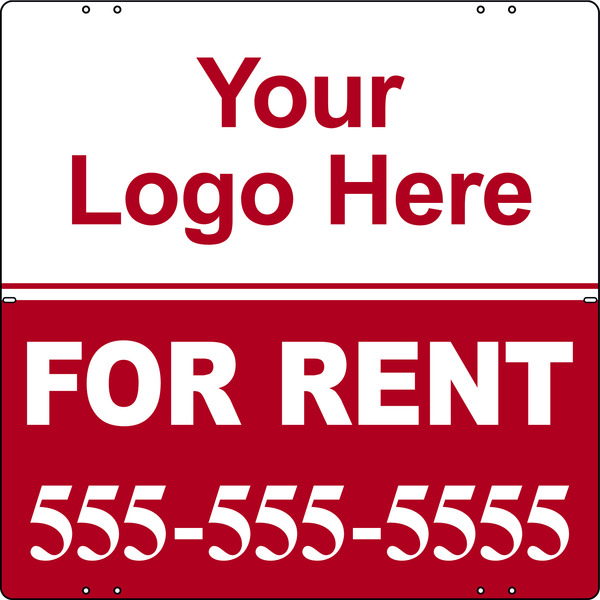 Rental Signs Rental Property Sign Panels With Area For Company Logo,  24"h x 24"w, Steel