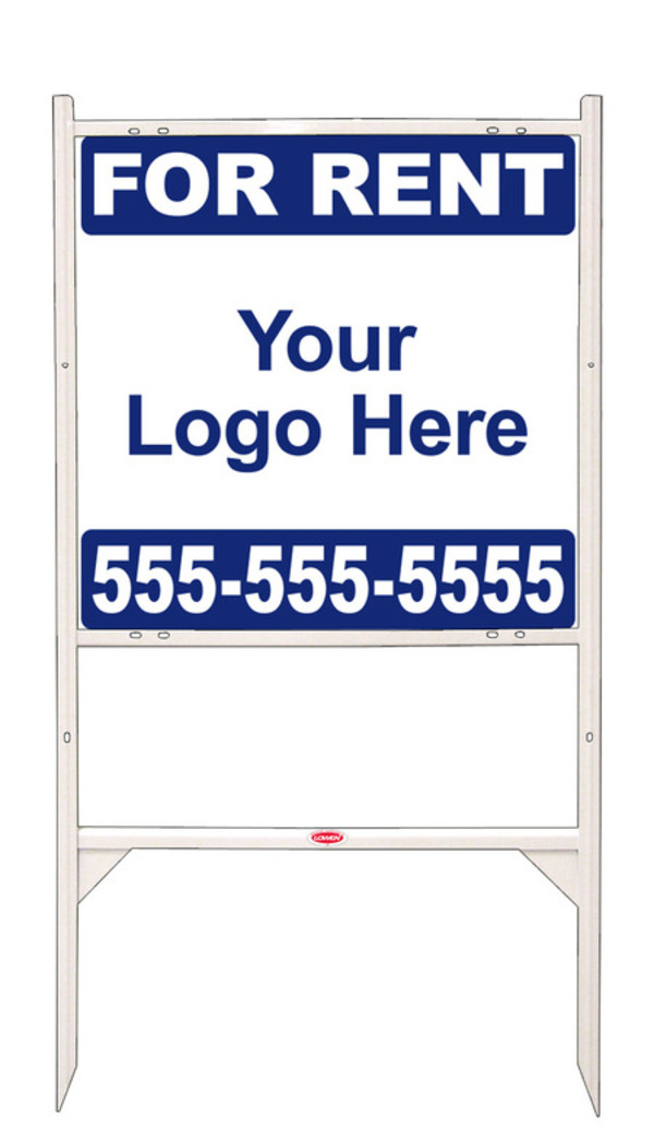 Rental Signs Angle Iron Frame and Sign Panel Unit, 24"h x 24"w, White