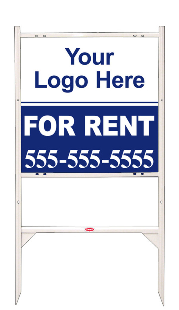 Rental Signs Rental Property Angle Iron Sign Unit with Area For Company Logo, 24"h x 24"w, White