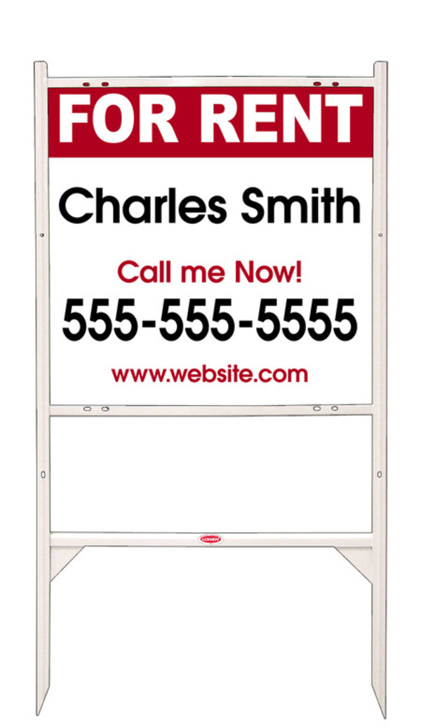 For Rent Angle Iron Sign Units With Space For Your Name, 24"H X 24"W, White