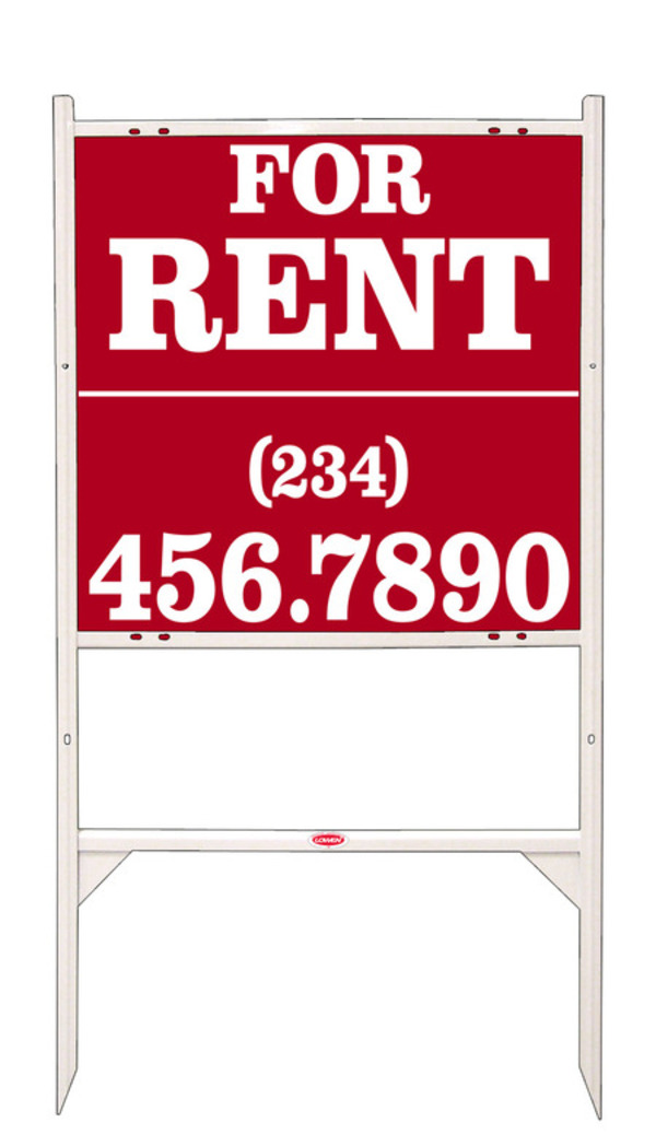 For Rent Angle Iron Sign Units With Large, Bold Text, 24"H X 24"W, White