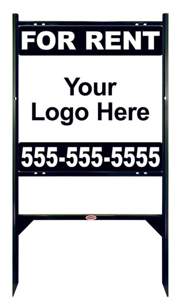 Rental Signs Rental Property Angle Iron Sign Unit with Area For Company Logo, 24"h x 24w, Black
