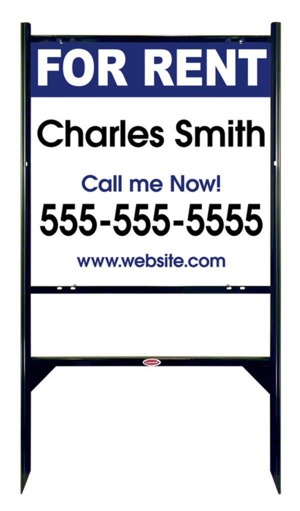 For Rent Angle Iron Sign Units With Space For Your Name, 24"H X 24"W, Black