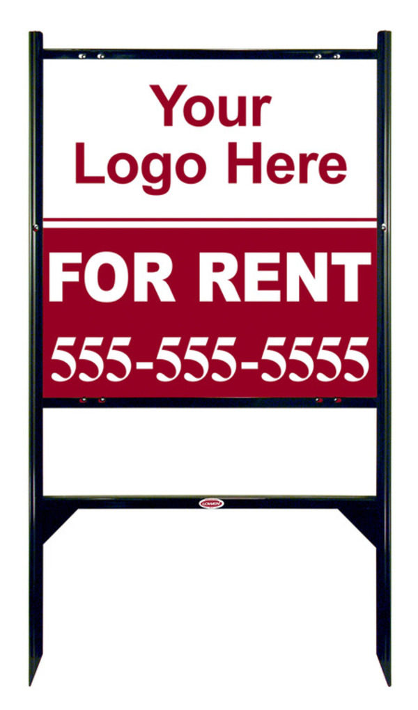 Rental Signs Rental Property Angle Iron Sign Unit with Area For Company Logo, 24"h x 24"w, Black