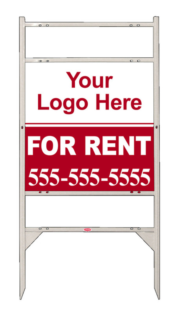 Rental Signs Rental Property Sign Units with 2 Rider Inserts and Area For Company Logo, 24"h x 24"w, White