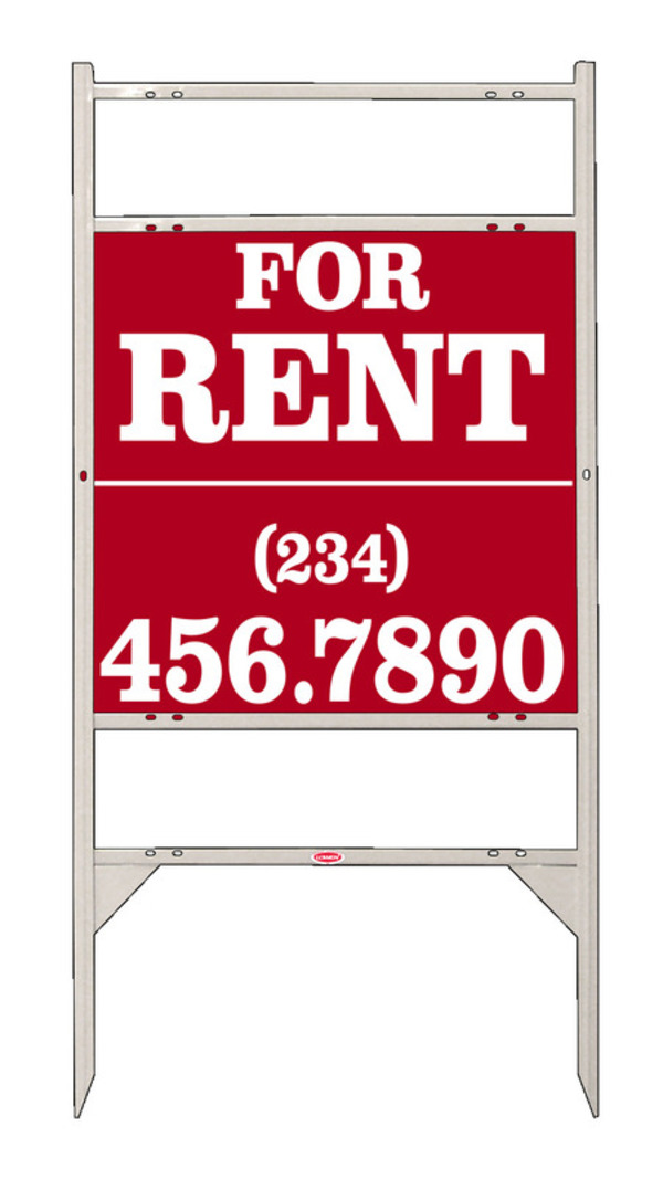 For Rent Angle Iron Sign Units With Large, Bold Text, 2 Rider Inserts, 24"H X 24"W, White