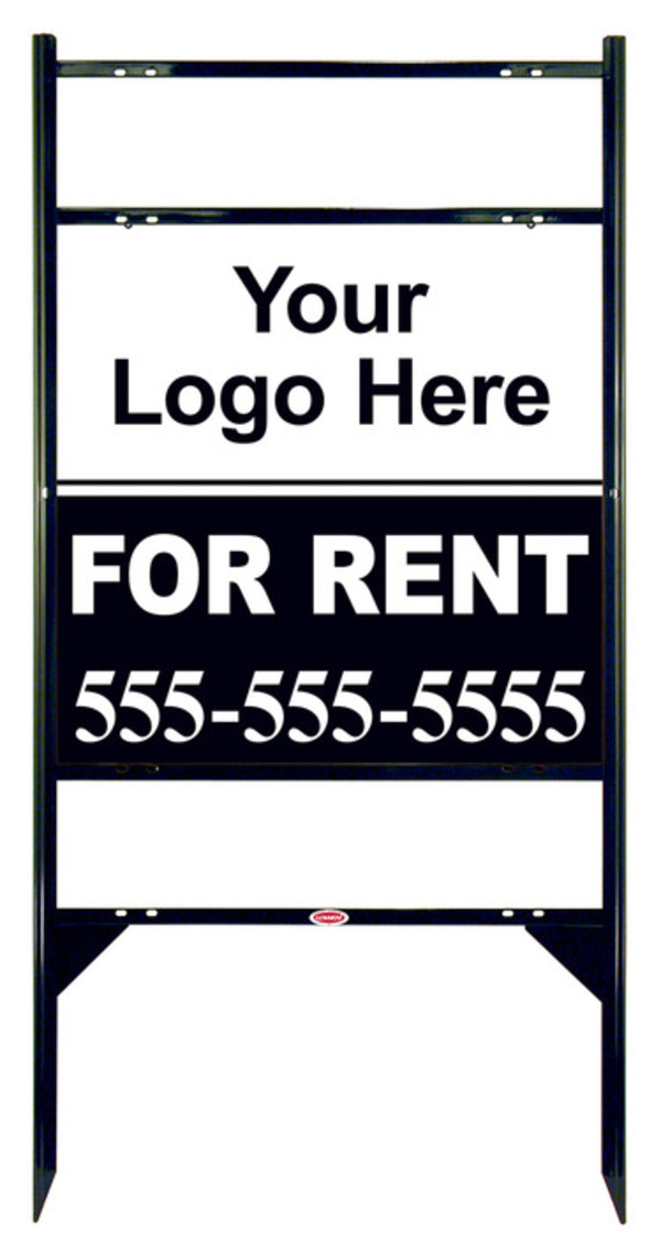 Rental Signs Rental Property Sign Units with 2 Rider Inserts and Area For Company Logo, 24"h x 24"w, Black
