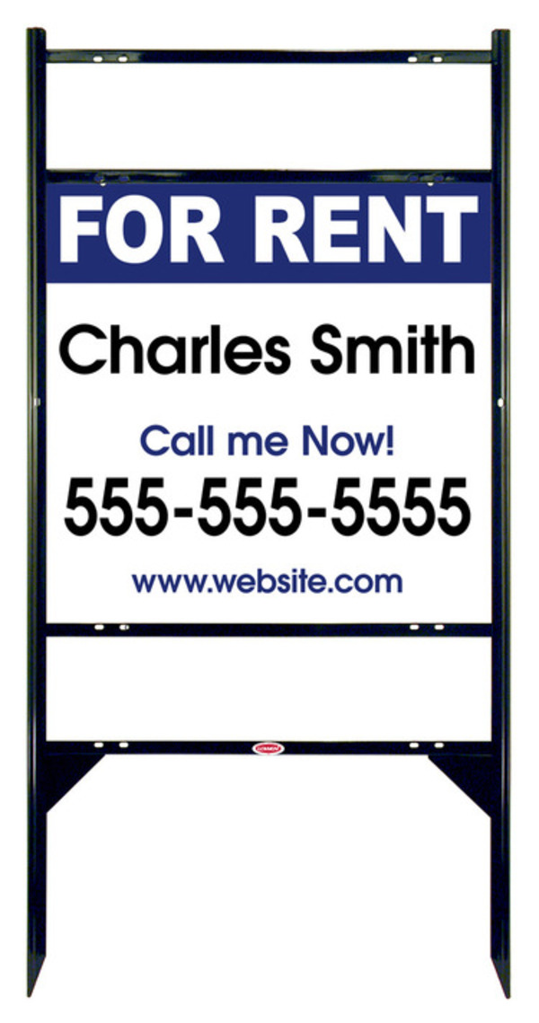 For Rent Sign Units With Space For Your Name And 2 Rider Inserts, 24"H X 24"W, Black