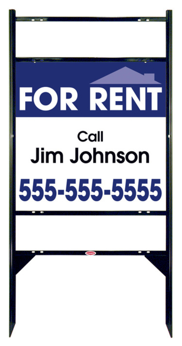 For Rent Sign Units With Space For Your Name And 2 Rider Inserts, 24"H X 24"W, Black