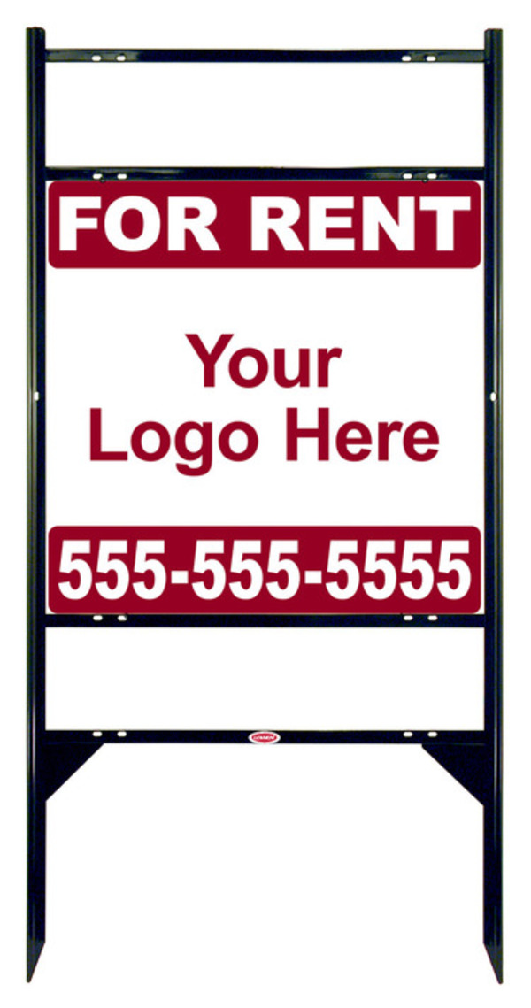Rental Signs Rental Property Sign Units with 2 Rider Inserts and Area For Company Logo, 24"h x 24"w, Black