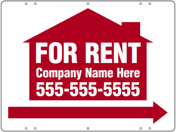 For Rent Sign Panel With Space For Company Name, 18"H X 24"W, Steel