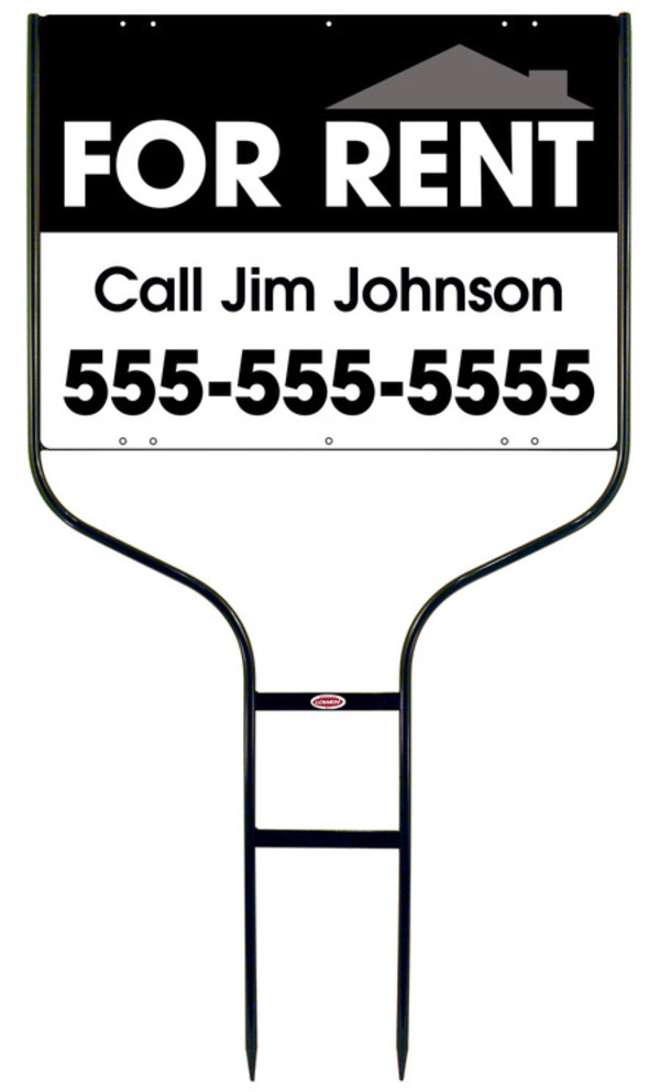 For Rent Round Rod Sign Units With Space For Your Name, 18"H X 24"W, Black