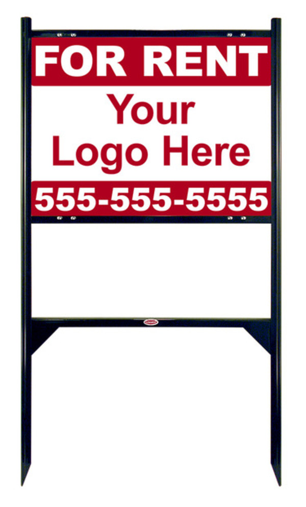 Rental Signs Rental Property Angle Iron Sign Unit with Area For Company Logo, 18"h x 24"w, Black