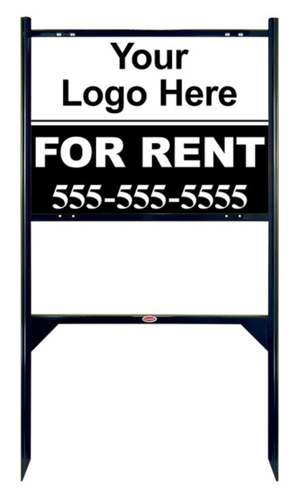 Rental Signs Rental Property Angle Iron Sign Unit with Area For Company Logo, 18"h x 24"w, Black