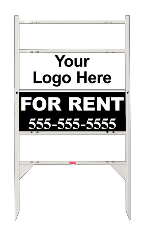 Rental Signs Angle Iron Frame with Two Rider Inserts and Sign Panel Unit, 18"h x 24"w, White