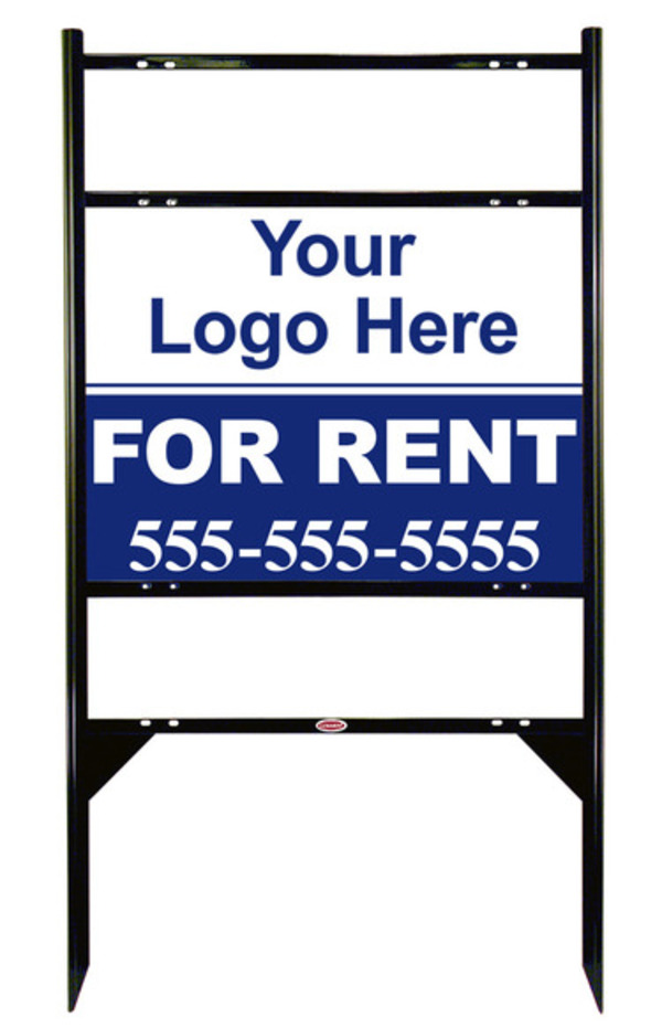 Rental Signs Rental Property Sign Units with 2 Rider Inserts and Area For Company Logo, 18"h x 24"w, Black