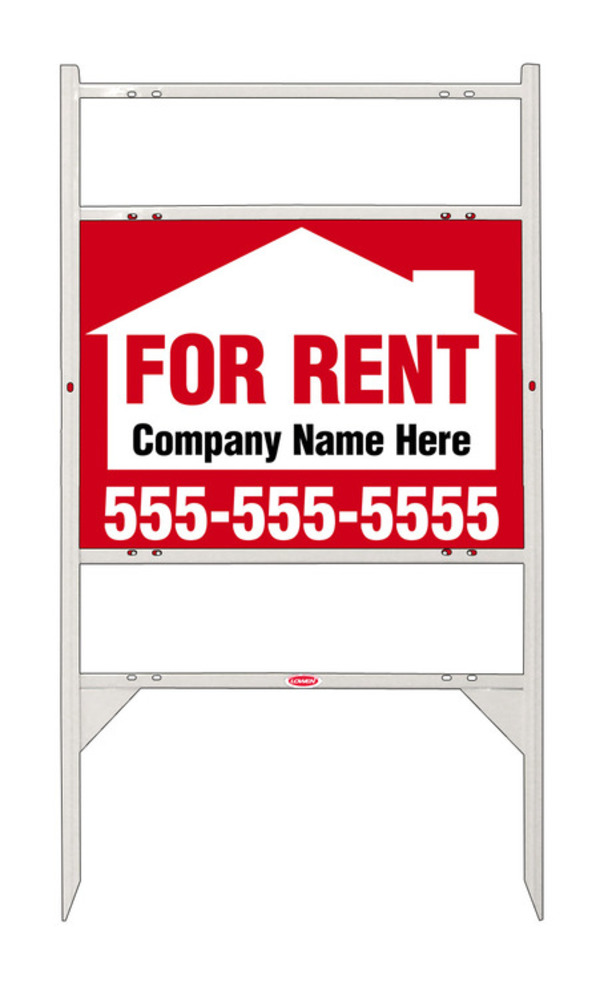 For Rent Sign Units With Space For Company Name And 2 Rider Inserts, 18"H X 24"W, White