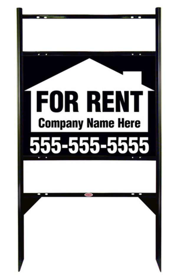 For Rent Sign Units With Space For Company Name And 2 Rider Inserts, 18"H X 24"W, Black