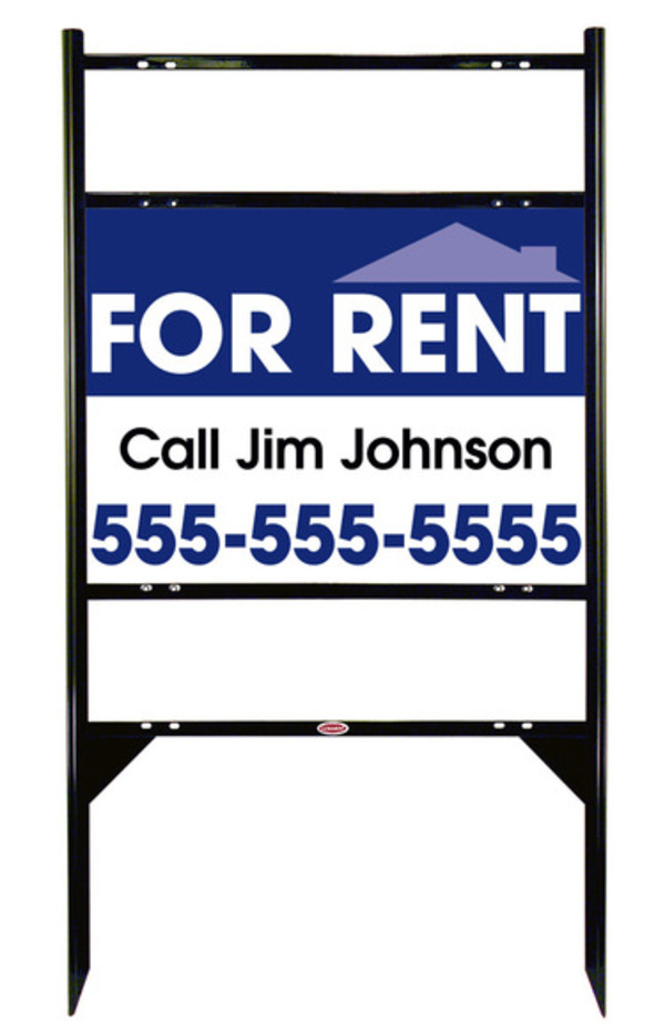 For Rent Sign Units With Space For Your Name And 2 Rider Inserts, 18"H X 24"W, Black