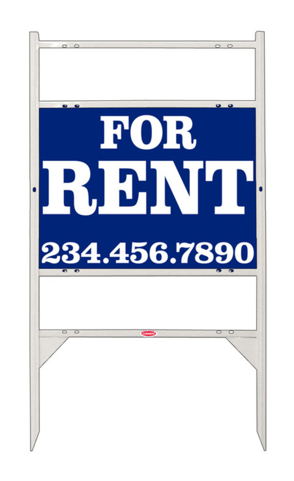 For Rent Angle Iron Sign Units With Large, Bold Text, 2 Rider Inserts,  18"H X 24"W, White