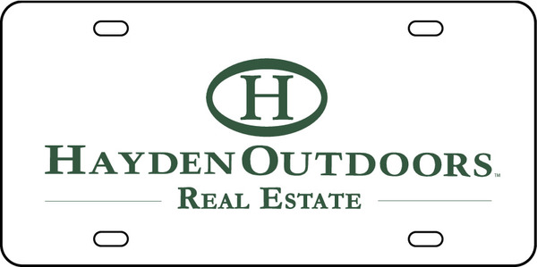Hayden Outdoors Real Estate License Plate, 6"h x 12"w, Steel