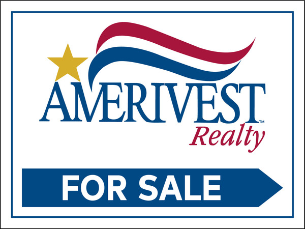 Amerivest Realty Directional Office For Sale Sign Panel, 18"h x 24"w, 4mm Corrugated Plastic