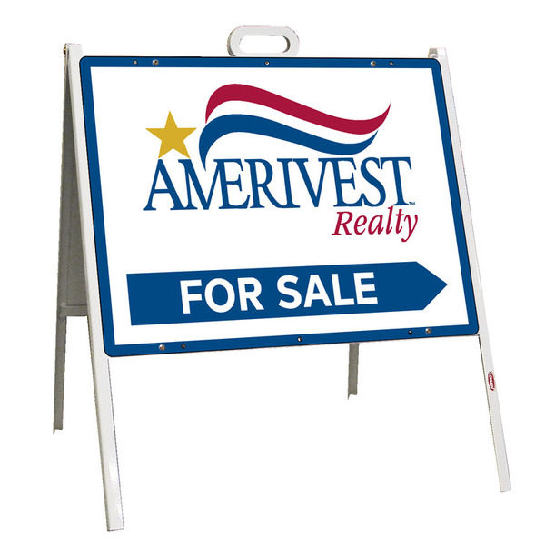 Amerivest Realty A-Frame and Office For Sale Sign Panel Unit, 18"h x 24"w, Steel