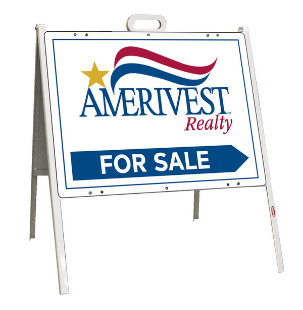 Amerivest Realty A-Frame and Office For Sale Sign Panel Unit, 18"h x 24"w, Steel
