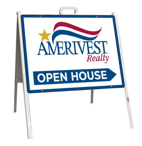 Amerivest Realty A-Frame and Office Open House Sign Panel Unit, 18"h x 24"w, Steel