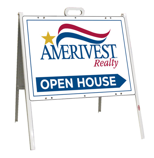 Amerivest Realty A-Frame and Office Open House Sign Panel Unit, 18"h x 24"w, Steel