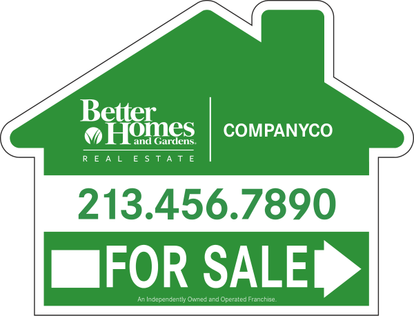 Directional For Sale House Shape Sign Panel, 18"H X 24"W, 4mm Corrugated