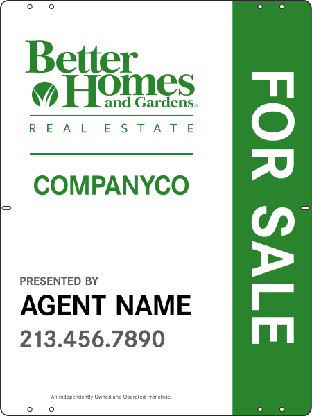 Agent Name W/ For Sale Sign Panel, 24"H X 18"W, Steel