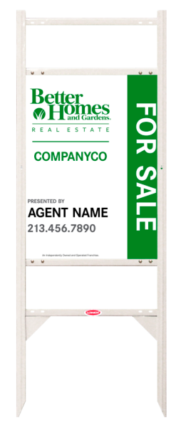 Angle Iron Frame W/ Two Rider Inserts And Agent Name W/ For Sale Sign Panel Unit, 24"H X 18"W, Steel